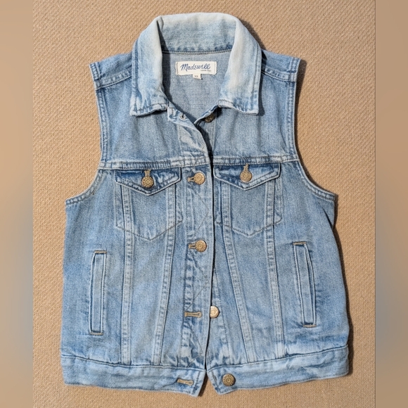 Madewell Denim Blue Jean Vest Distressed - Picture 5 of 16